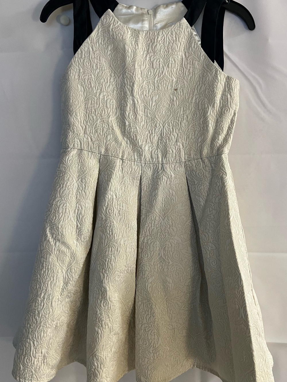 The Children’s Place Girls Ivory Dress with Black Strap Accents